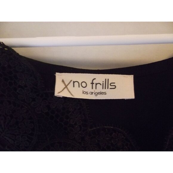 Womens NWOT No Frills Los Angeles Capped Sleeve Crepe Black W/Lace @ Neckline - Picture 3 of 3